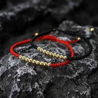 Bracelet en cordon rouge porte-bonheur et cordon noir, perles dorées, fait main, tissé, réglable, bracelets d'amitié pour couples, bijoux amulette