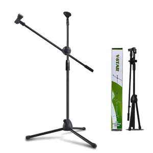 Musical instrument accessories wholesaler OEM height adjustable foldable tripod microphone stand universal mic mount