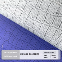 Cuir synthétique PVC imperméable à l'eau avec motif crocodile gaufré, élastique, pour sac T1581