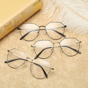 Q4-2357 Montura de Gafas Metálicas Irregulares, Montura Completa, Lentes Planas, Anti-UV, Anti-Luz Azul, Lentes de Repuesto para Mujer - Product Image 1