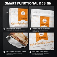 Sacs Doypack personnalisés en Mylar mat, résistants à l'humidité, pour pâtes à pain intégral, mélange de farine de boulangerie, emballage de gâteaux, vente en gros