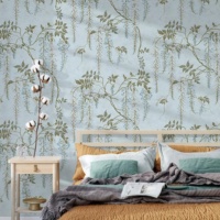 Papier peint Tiktok1Series moderne en PVC imperméable à l'eau, motif floral marbré, oiseaux, damassé, facile à poser, 0,53*9,2m, pour la maison, l'hôtel, le bureau, le salon, la chambre