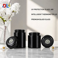 Frasco de Vidrio Negro con Sensor Digital de Protección UV, Tamaño Mini de 4oz, con Pantalla de Temperatura y Humedad para Hierbas Medicinales