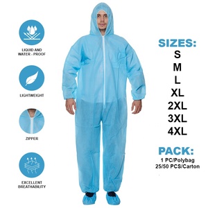 Màu xanh đậm 35 gram (1oz) dùng một lần PP Coverall polypropylene làm việc quần áo không dệt microporous cho sử dụng hàng ngày - Product Image 3