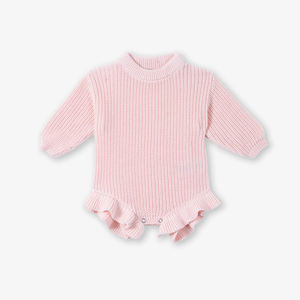 ODM y OEM, Ropa de Punto para Niños de Vietnam, Color Sólido, Invierno, 100% Algodón, Mono con Volantes para Bebés Niñas, Ropa para Bebés - Product Image 2
