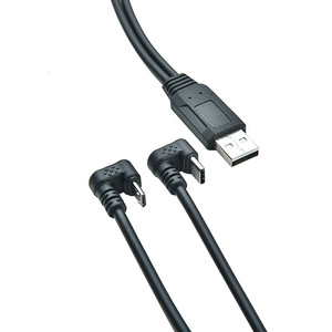 สายเคเบิลข้อมูลแบบงอสำหรับโทรศัพท์และแท็บเล็ต ชนิด Android Type C ตัวผู้ ต่อกับ Micro 5p ตัวผู้ รูปตัวยู แบบแยก 1 ต่อ 2 - Product Image 1