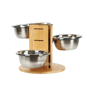 Soporte ajustable de madera para tazón de comida para mascotas con tres posiciones para perros y gatos - Product Image 5