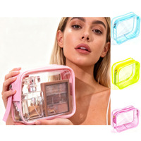 Nouveaux Produits PVC Sacs Cosmétiques Étanche Coloré Toilette Voyage Pochette Kit Clair Maquillage Sac avec PU Bord Cosmétique pour Voyage