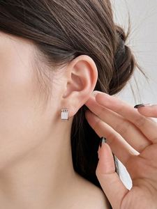 Dylam New Arrival Rhodium 18K Gold Plated S925 <b>Silver</b> Hypoallergenic Multiple Line Square Shape <b>Clip</b> on Earrings - Product Image 4