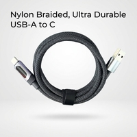 Câble USB-C vers USB-A à charge rapide 100W 3A avec affichage numérique LED, 1,2 m, tressé en nylon, pour iPhone, écouteurs, ordinateur