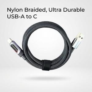 Cable <span class=keywords><strong>USB</strong></span>-<span class=keywords><strong>C</strong></span> <span class=keywords><strong>a</strong></span> <span class=keywords><strong>USB</strong></span>-<span class=keywords><strong>A</strong></span> con Pantalla LED Digital, Carga Rápida de 100W 3A, Trenzado de Nailon para iPhone y Computadora - Product Image 5