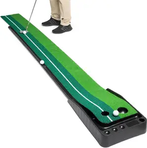 Indoor Portable 9 Foot Golf Training Aid & Putting Practice Game Mat con Auto Ball Return