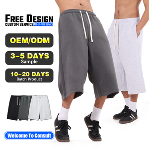 Pantalons décontractés pour hommes en molleton lourd 350G avec cordon de serrage, pantalon large et ample, logo personnalisé, shorts hip-hop - Product Image 1