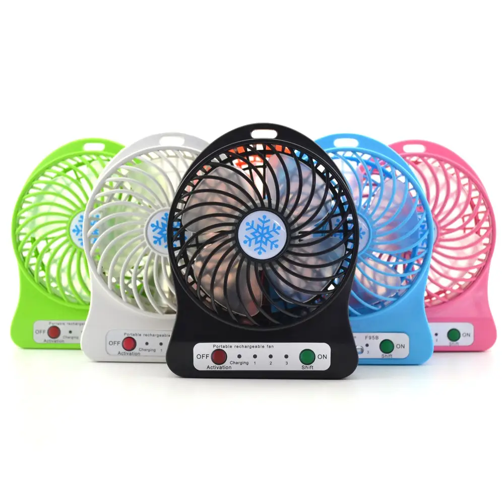 Allogogo Summer Portable Mini Fan 3 Speed Batería recargable Usb Ventilador de mano con luz Led para la mesa del hogar