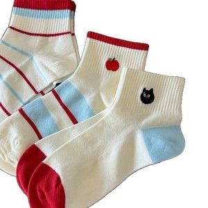 Women's Ankle <b>Socks</b> White Cartoon Kitten Apple Pattern Breathable Lightweight Spring Summer Casual <b>Socks</b> - Product Image 4