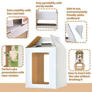 Nuovo Design bianco Kraft cartone scatola da Dessert portatile per uso alimentare finestra per torta di compleanno scatola regalo - Product Image 5