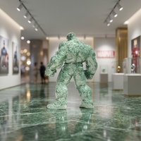 Nouvelle figurine de Hulk, super-héros Marvel, en marbre vert poli, sculptée et gravée, design moderne, souvenir, statue, 350 mm, décoration d'intérieur