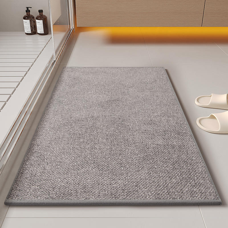 Tapis de bain en lin - étiquette kaki