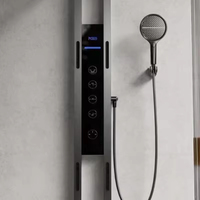 Panneau de douche LED multifonctionnel, colonne à cascade à poignée unique avec valve en céramique, ensemble de douche de salle de bain à effet pluie pour hôtels