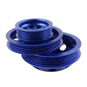 Auso-Racing V-Belt <b>Pulley</b> Kit Aluminum Alloy 3 Grooves Blue For Nissan 240SX S14 S15 SR20 1989-1998 - Product Image 3