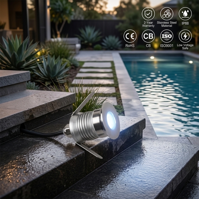 IP68 Waterproof 3W LED Inground Light Mini Recessed Pathway Garden Uplight Outdoor Swimming Pool Deck 12V DC