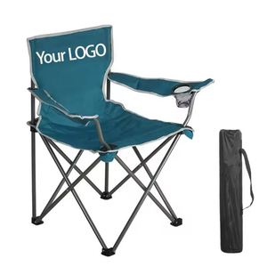 Chaise de camping pliable en métal pour pique-nique et barbecue, portable, avec porte-gobelet - Product Image 1