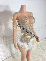 Robes de soirée scintillantes en diamant Ocstrade pour dîner, robes sexy haute couture en plumes et strass, tenue de scène