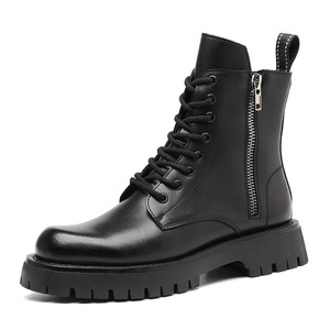 Nouvelles bottes de travail pour hommes, personnalisées, à lacets avec fermeture éclair, faciles à porter, augmentant la hauteur, semelle en caoutchouc durable, bottes Martin - Product Image 6