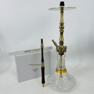 Chicha arabe Moze Tradi M Nouveau Style Planet Gold en acier inoxydable miroir, avec boîte cadeau haut de gamme et foyer à chicha à tuyau unique - Product Image 1