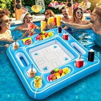 Table flottante gonflable en PVC épaissi à base d'eau pour bars aquatiques et piscines, avec table de poker et porte-gobelets