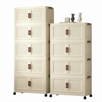 Armoire de rangement pliable en plastique blanc, organisateur multi-niveaux avec roulettes pour placard, chambre et chambre d'enfant