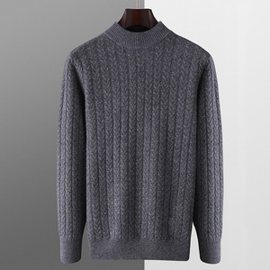 Pull-over classique en cachemire pour hommes, pull respirant, anti-bouloches, coupe-vent, écologique, coupe régulière - Product Image 2