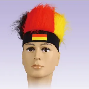 Partita di rugby di calcio germania belgio bandiera fan di colore parrucche forniture per feste cheerleading puntelli tifo cappello per parrucca tifoso di calcio