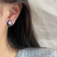 Boucles d'oreilles fantaisie en forme d'animaux démoniaques pour femmes, clous d'oreilles amusants de dessin animé, design aiguille en argent