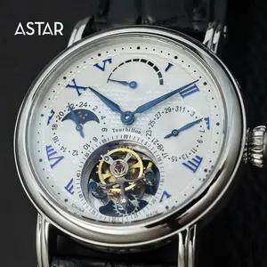 1pcs can be custom logo luxury real seagull multi function moonphase tourbillon mechanical automatic movement watch man for sale