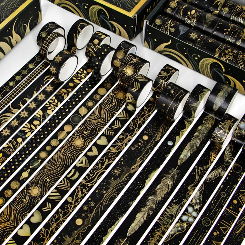 Wholesale Adhesive Tape Custom Printed Colorful Masking Gold Foil Logo Kawaii Paper Diy Washi Tape Rolls