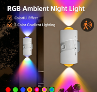 Lampe d'ambiance RGB multicolore transfrontalière à dégradé, contrôle intelligent de la lumière, détection de présence humaine, petite veilleuse magnétique