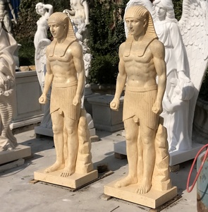 Estatua tallada a mano de mármol Beige <span class=keywords><strong>egipcio</strong></span> Natural, <span class=keywords><strong>escultura</strong></span> egipcia de tamaño real para jardín - Product Image 3