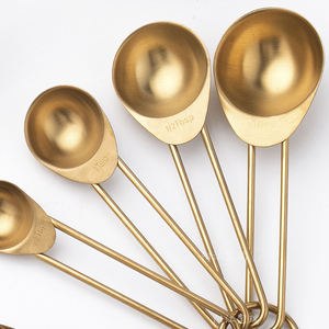 Heavy Duty Mirror Polished Engraved Stainless Steel 8 Pieces Copper <b>Measuring</b> Cups and <b>Spoons</b> Set - Product Image 5