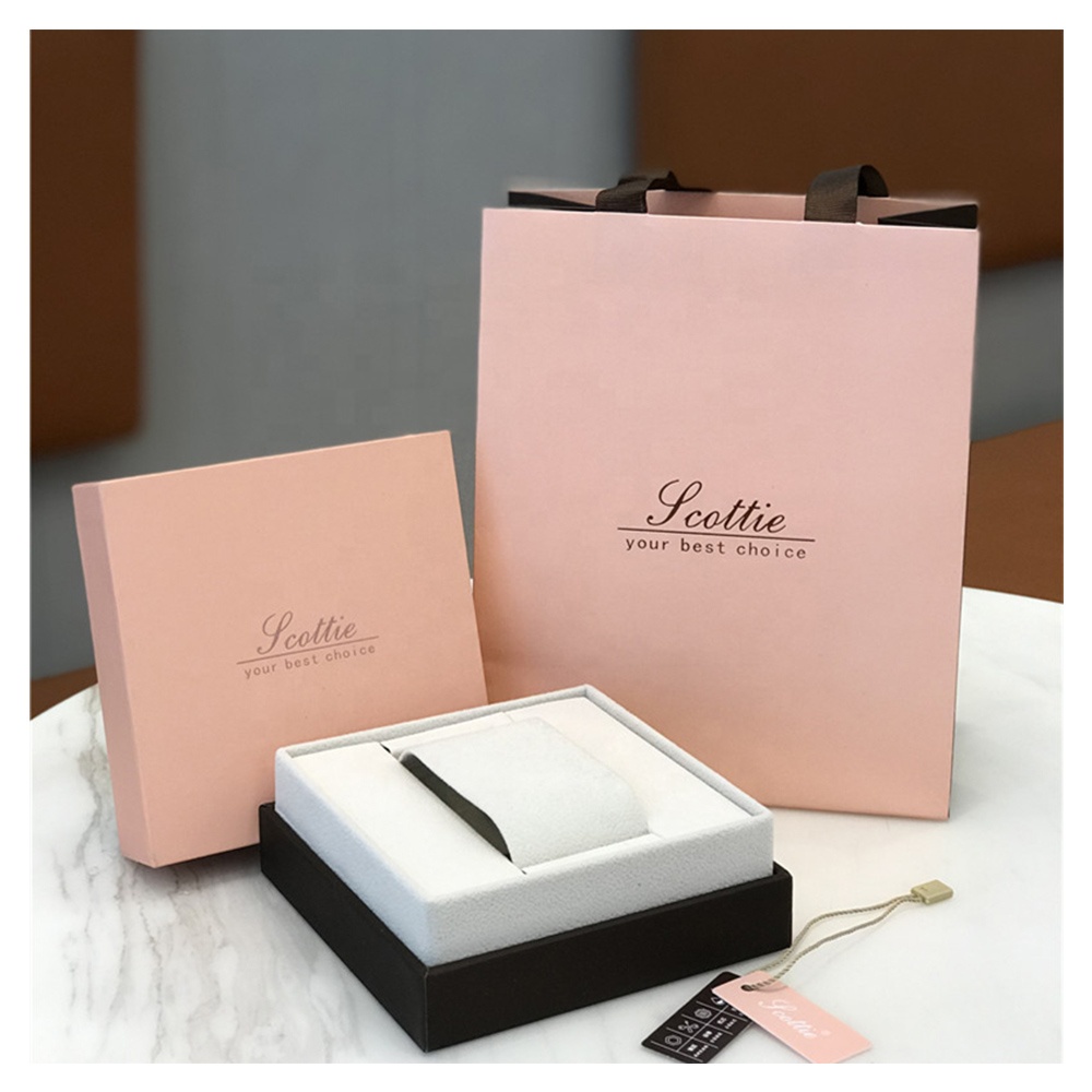 Scottie Factory Wholesale Custom logo Paper Packing Box Ladies Watch Quartz  Wristwatch