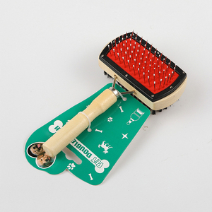 Brosse à poils pour animaux de compagnie double face de haute qualité avec manche en bois pour les animaux à poils longs et courts, peigne de toilettage - Product Image 6