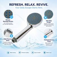 Pommeau de douche à main chromé avec nouveaux modes de pulvérisation haute pression et aucune sensation de picotement pour la salle de bain