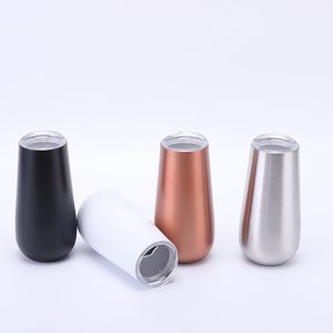 Gobelet à champagne en acier inoxydable de 6 oz, verres sans pied avec couvercle, double paroi isolée, tasse à vin ou à café de voyage - Product Image 1