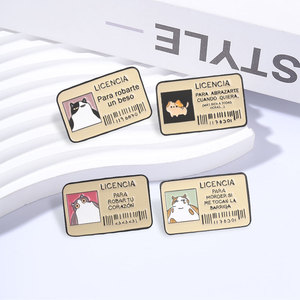 เข็มกลัดเคลือบลายแมวสเปน น่ารัก ลายวัวและแมว & ป้ายสเปน LICENCIA Para Robarte Un Beso เข็มกลัดตกแต่งกระเป๋า เข็มกลัดติดปกเสื้อ ของขวัญเครื่องประดับ - Product Image 2