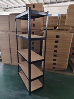 Estante de Almacenamiento de Acero de 5 Niveles Negro para Garaje o Almacén, Estantes Metálicos sin Pernos