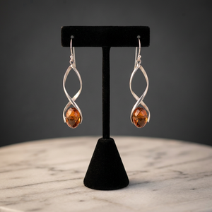 925 Silver Women's Natural Stone Gemstone Fashion Drop <b>Earrings</b> with Citrine for Party Occasions - Product Image 3