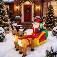 NORCO 6FT Décoration de Noël Gonflable Père Noël, Traîneau et Rennes en Polyester Imperméable, Modèle Gonflable pour Jardin