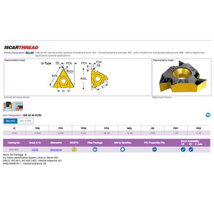 <span class=keywords><strong>Insert</strong></span> de tournage ISCAR 16IR AG 60 IC908 en carbure pour filetage interne - Product Image 3