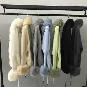 Cardigan tricoté en cachemire pour femme, manches longues, col en fourrure, décontracté, tricot, à la mode, collection - Product Image 5