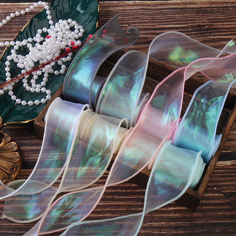 Single Face Style Bow Mesh Fish Tail Yarn Flower Packaging Gift Bouquet Satin Ribbon